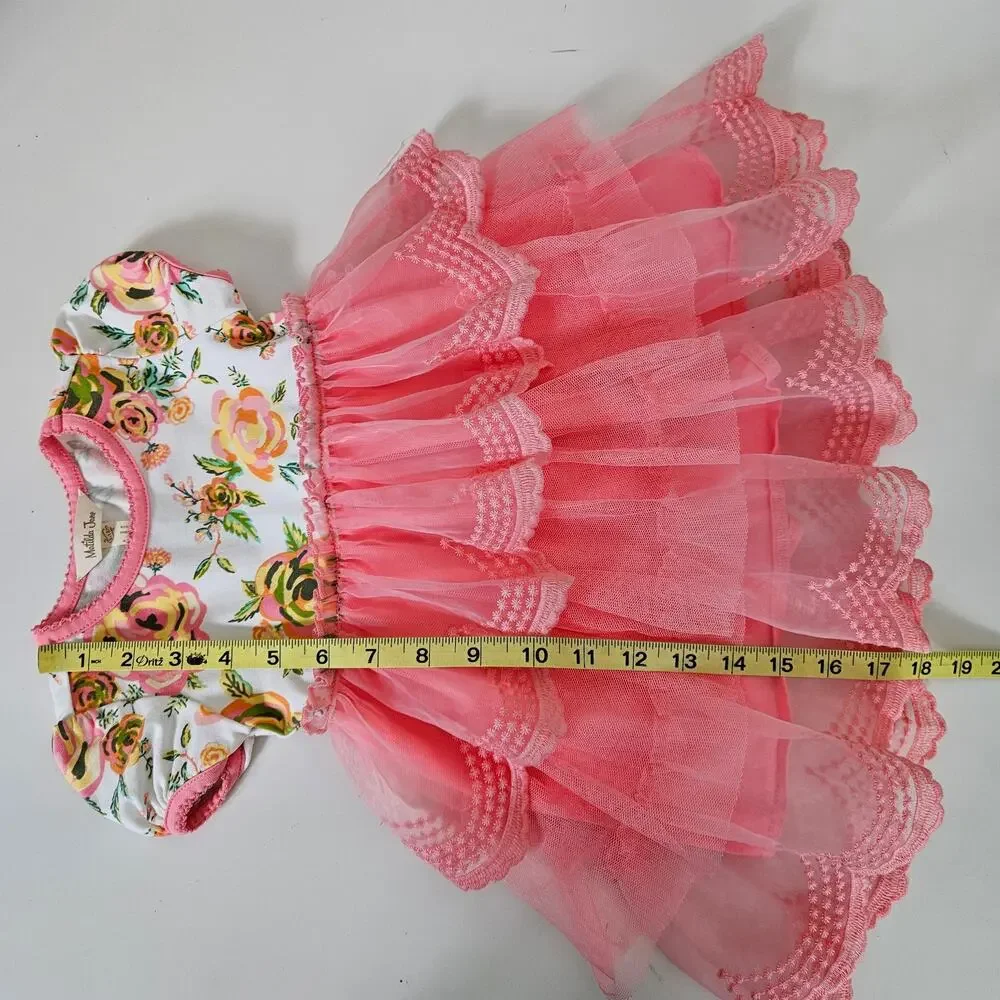 Matilda Jane Baby Tiered Tulle‎ Floral Dress Peach Pink | Toddler 12 - 18 Months